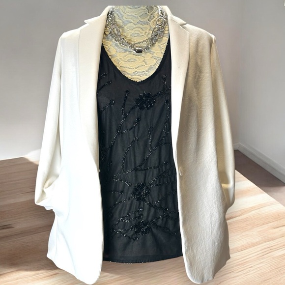 Cartonnier Jacket Women 6 White Blazer Long Sleeve Butterfly Split Anthropologie - Picture 6 of 9